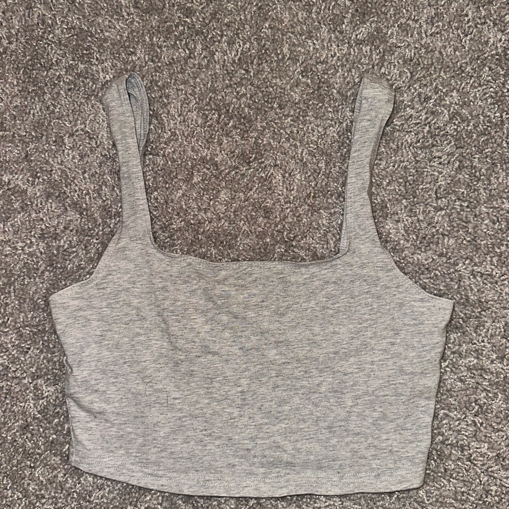 TNA Gray Fitted Crop Tank Top